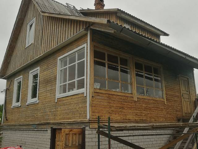 Фасадные работы деревянного дома в селе Ганусово
